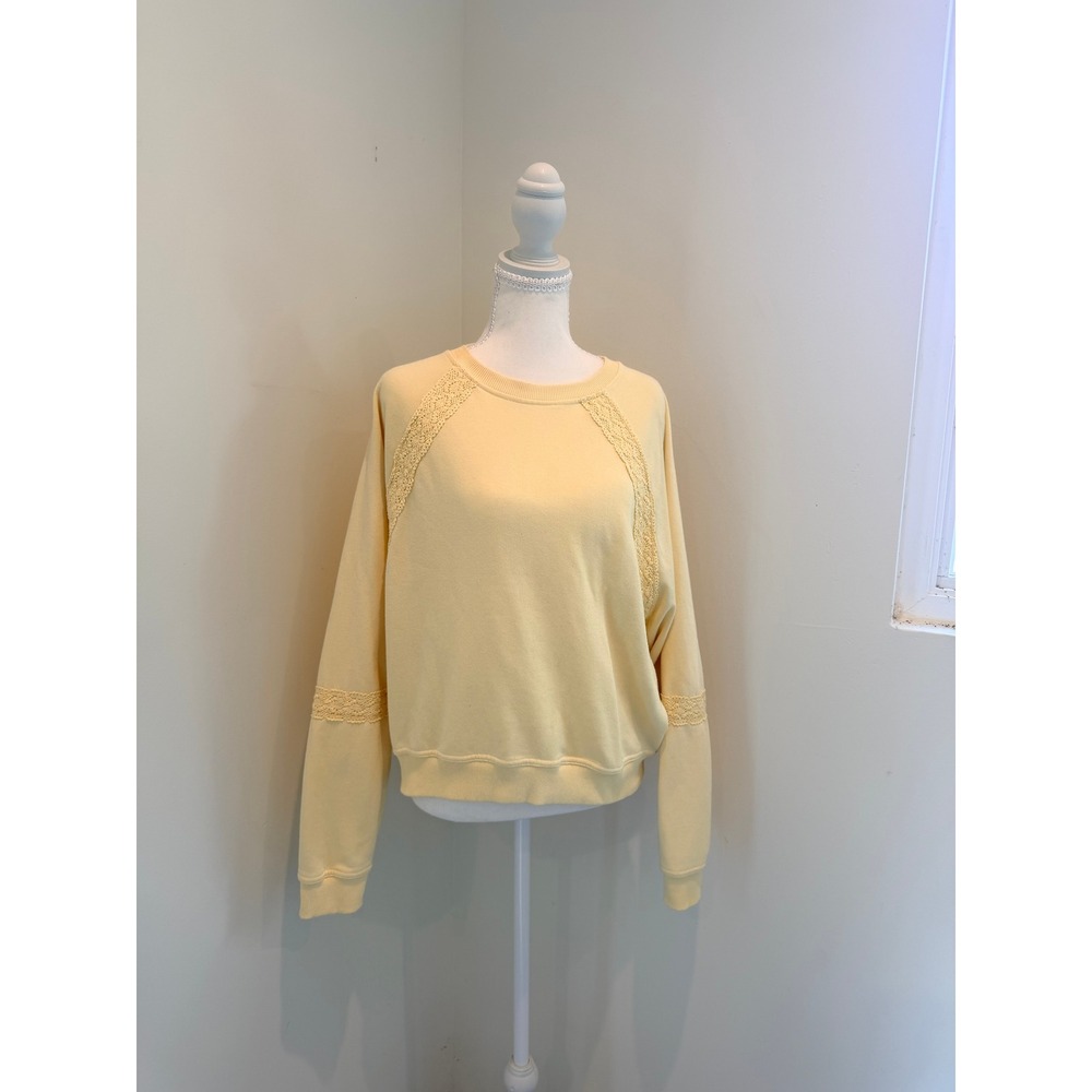 Yogalicious Baby Terry Dandelion LS Sweatshirt Butter Yellow Lace Trim Size M